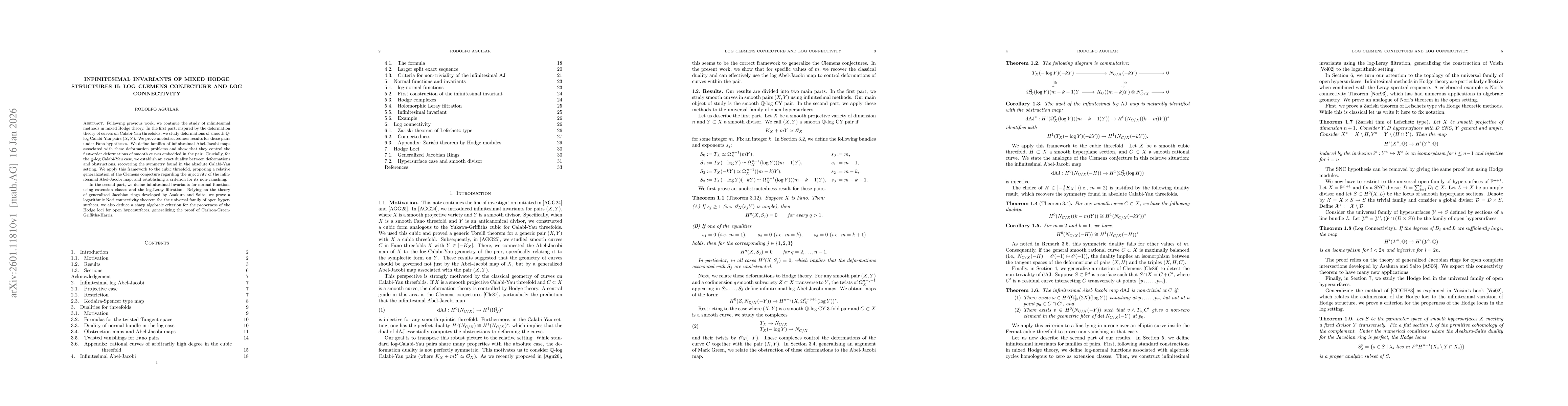 Thumbnail for Infinitesimal invariants of mixed Hodge structures II: Log Clemens conjecture and log connectivity
