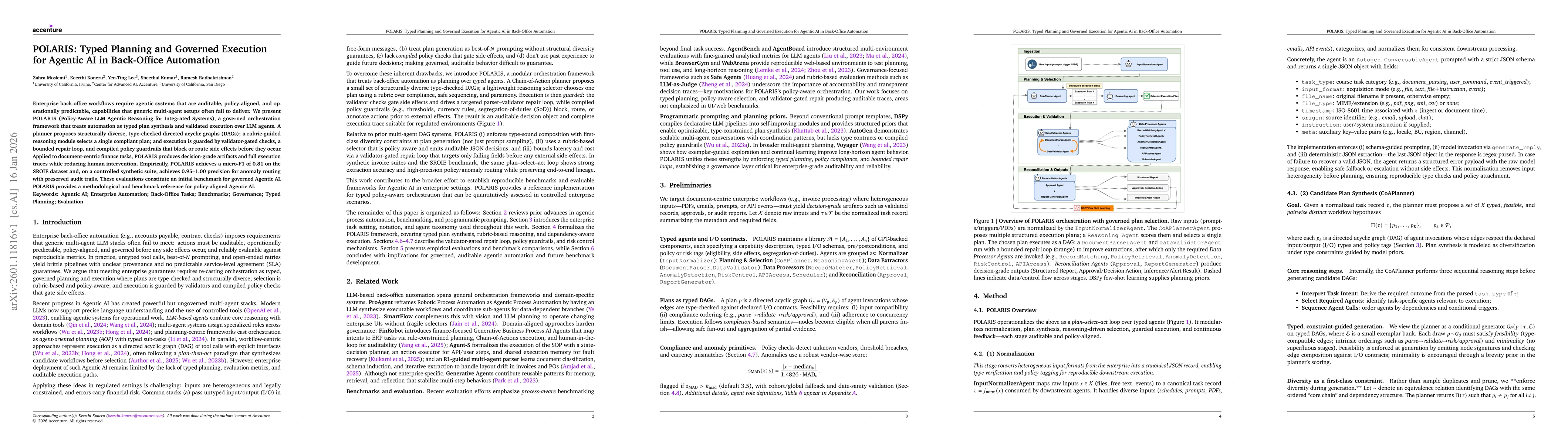 Thumbnail for POLARIS: Typed Planning and Governed Execution for Agentic AI in Back-Office Automation
