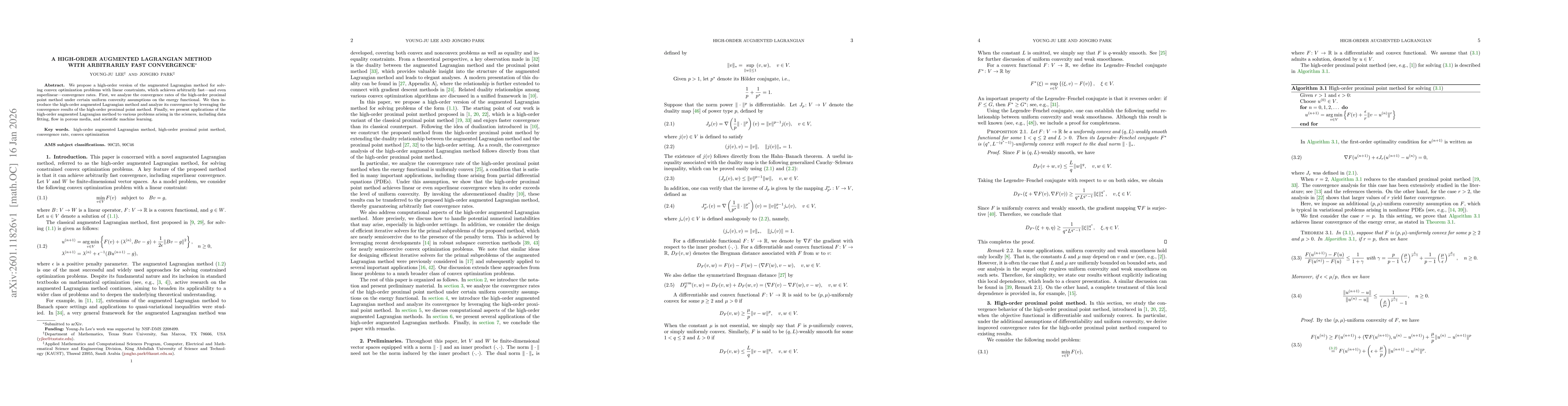 Thumbnail for A high-order augmented Lagrangian method with arbitrarily fast convergence