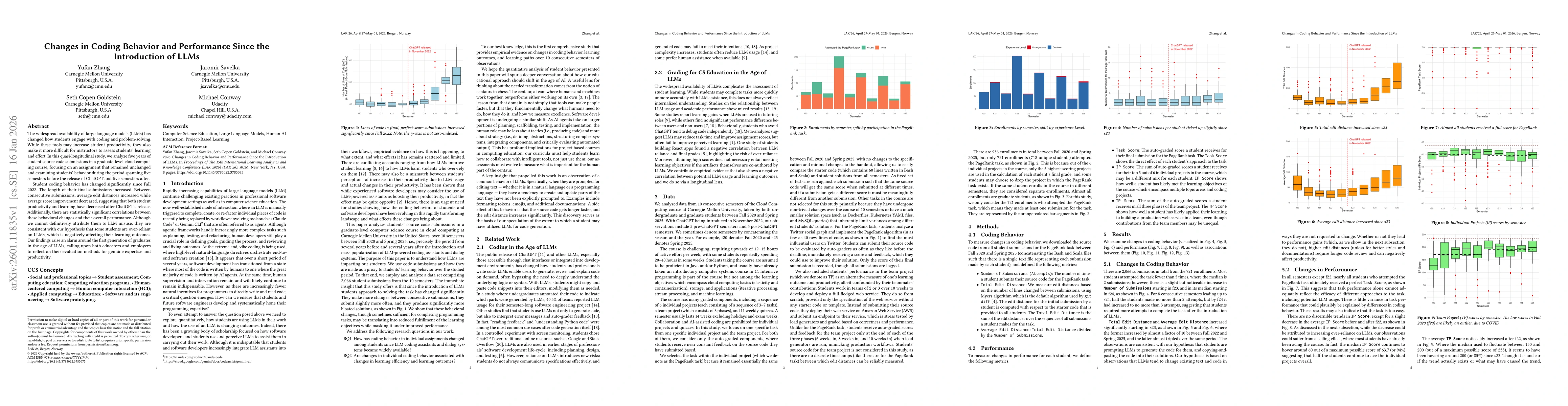 Thumbnail for Changes in Coding Behavior and Performance Since the Introduction of LLMs