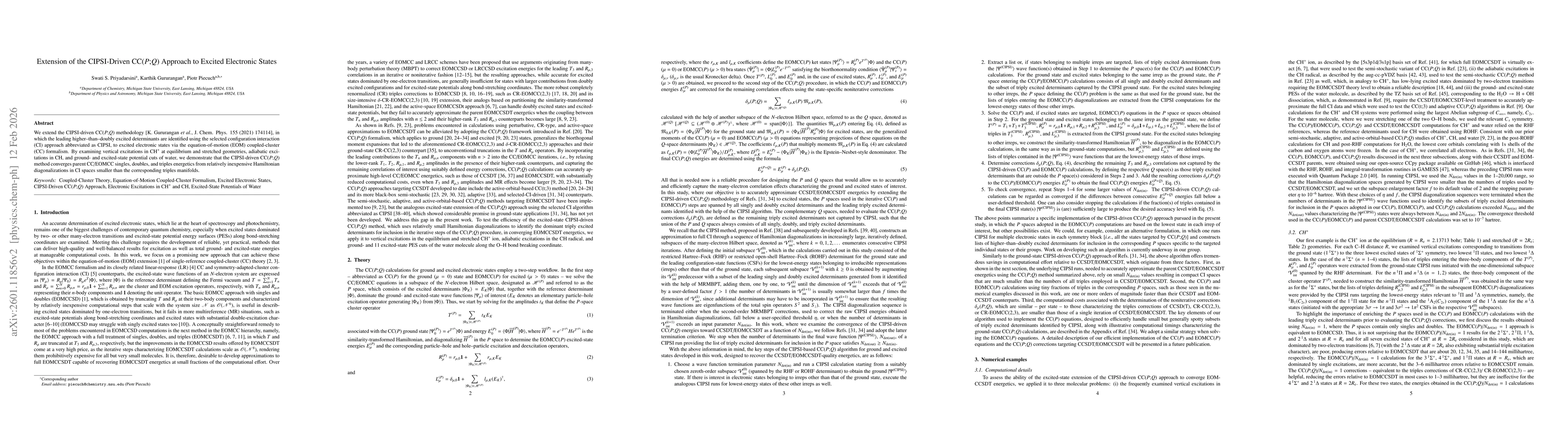 Thumbnail for Extension of the CIPSI-Driven CC($P$;$Q$) Approach to Excited Electronic States