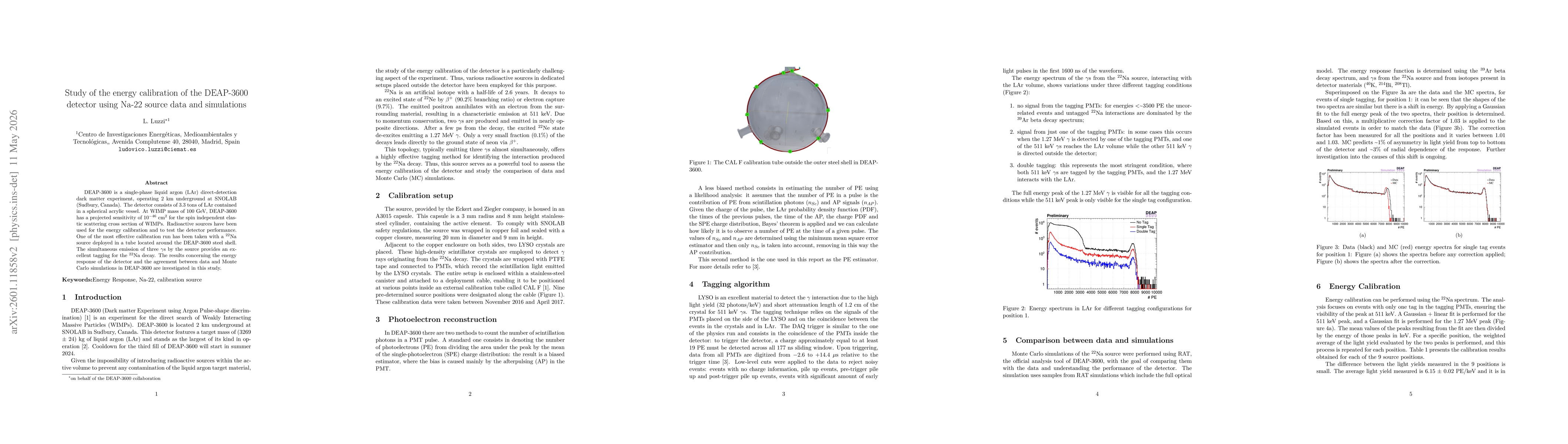 Thumbnail for Study of the energy calibration of the DEAP-3600 detector using Na-22 source data and simulations
