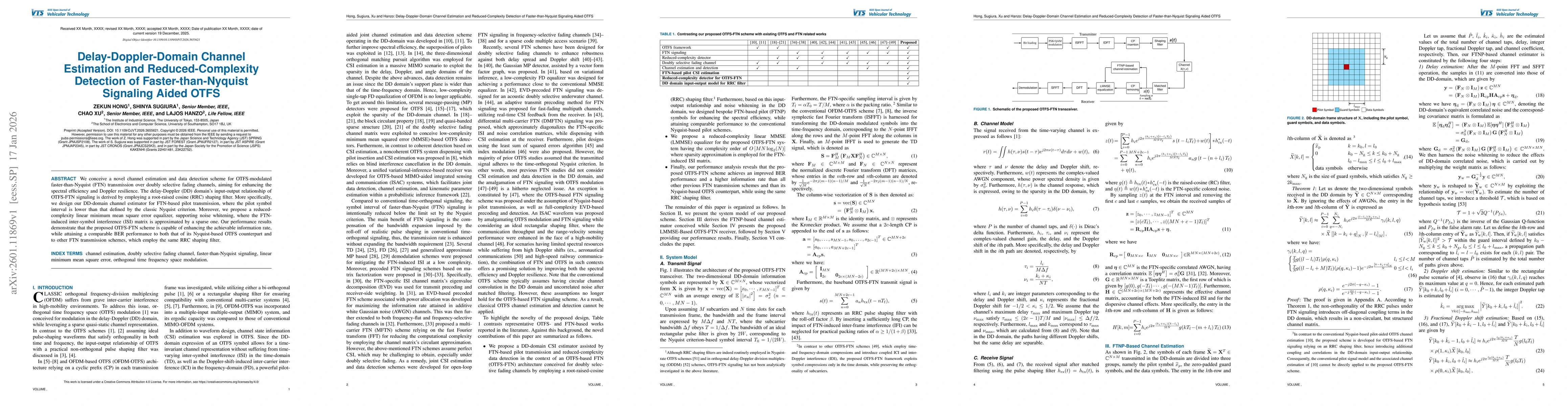 Thumbnail for Delay-Doppler-Domain Channel Estimation and Reduced-Complexity Detection of Faster-than-Nyquist Signaling Aided OTFS