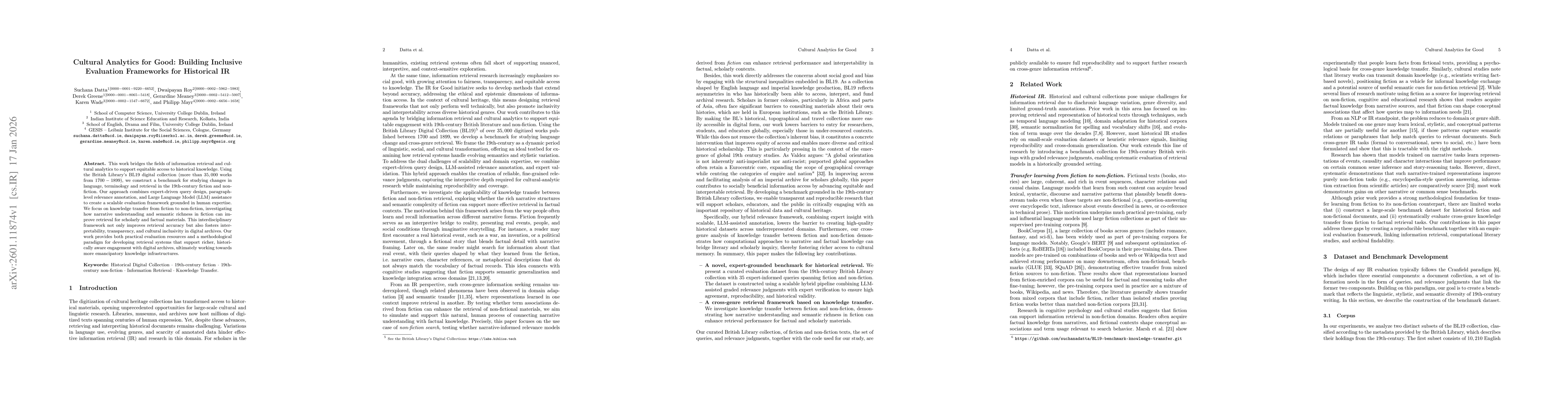 Thumbnail for Cultural Analytics for Good: Building Inclusive Evaluation Frameworks for Historical IR