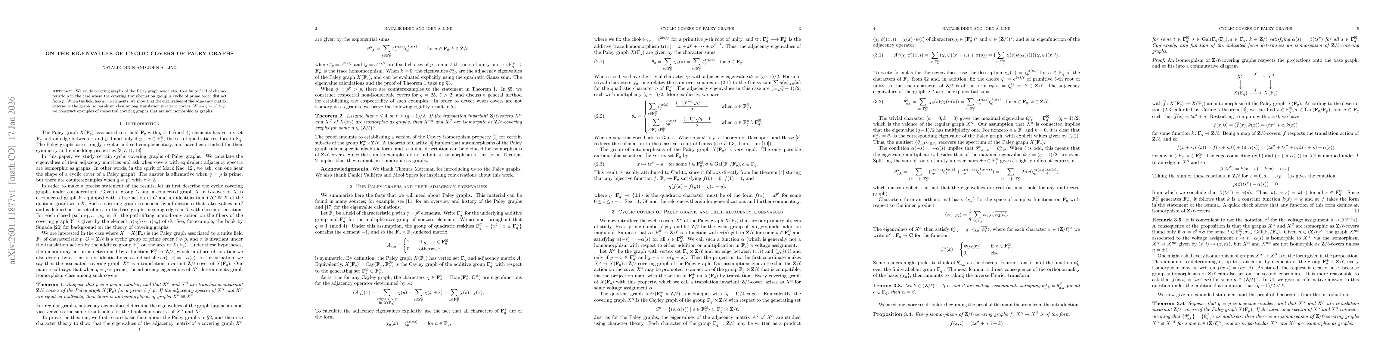 Thumbnail for On the eigenvalues of cyclic covers of Paley graphs
