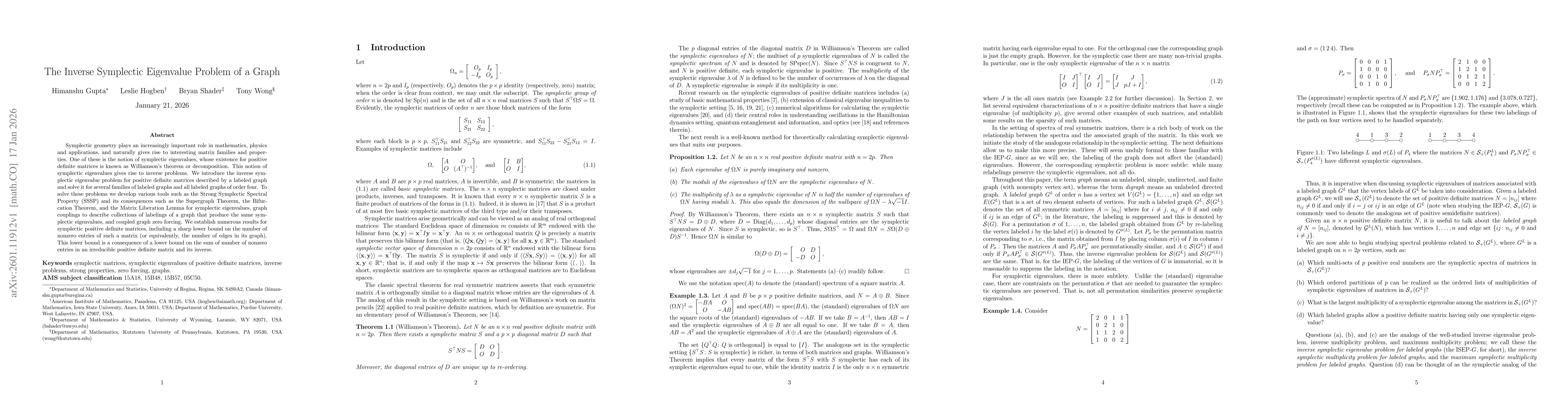 Thumbnail for The Inverse Symplectic Eigenvalue Problem of a Graph