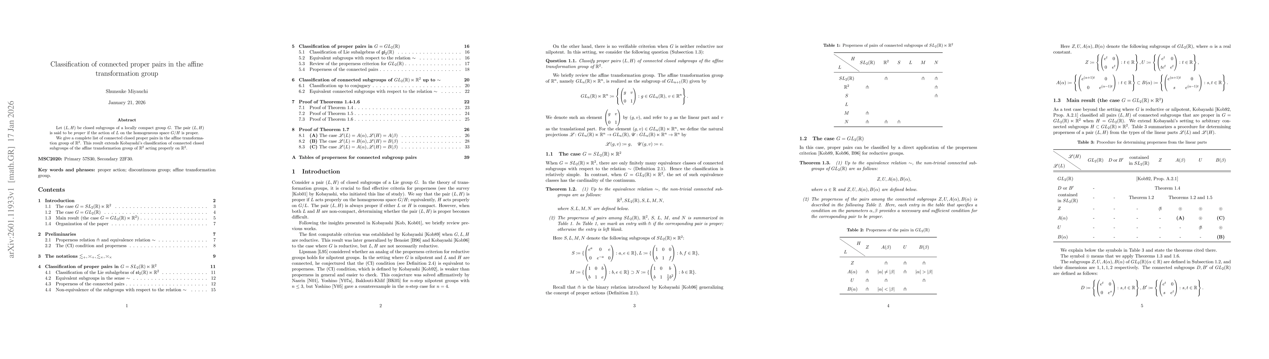 Thumbnail for Classification of connected proper pairs in the affine transformation group