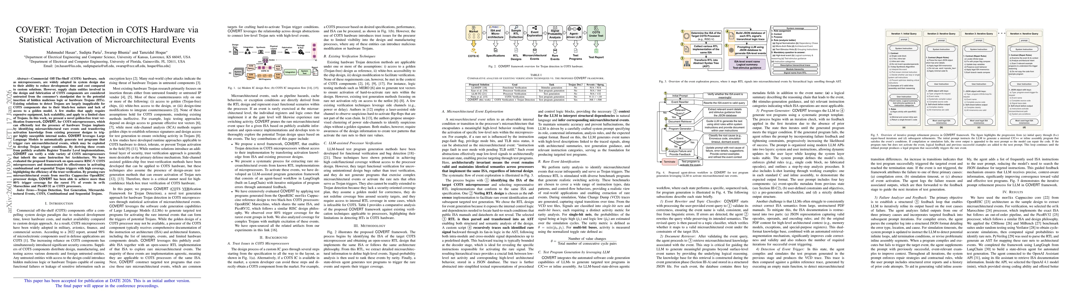 Thumbnail for COVERT: Trojan Detection in COTS Hardware via Statistical Activation of Microarchitectural Events