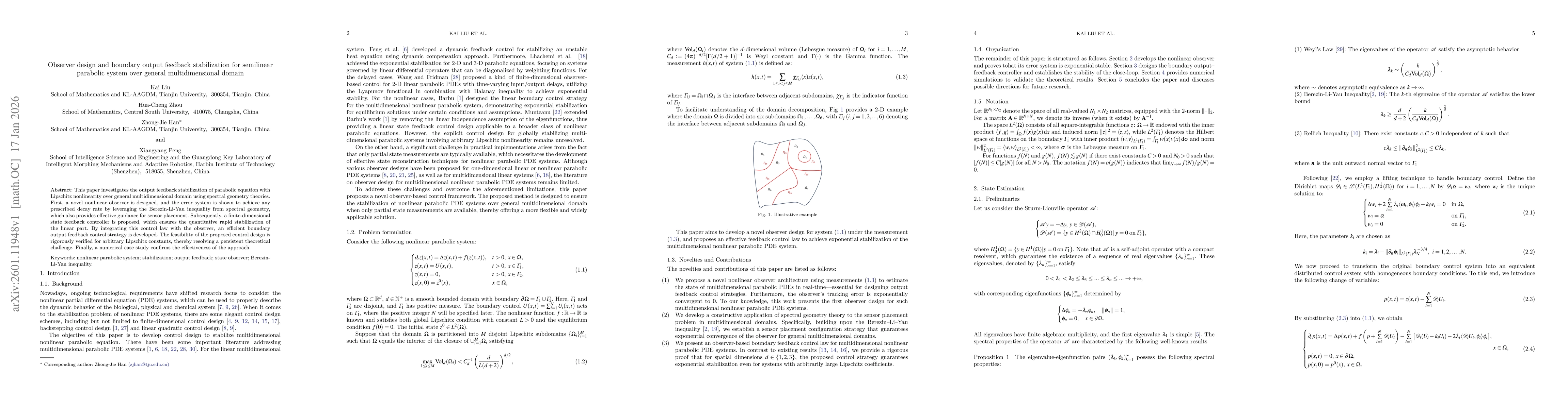 Thumbnail for Observer design and boundary output feedback stabilization for semilinear parabolic system over general multidimensional domain