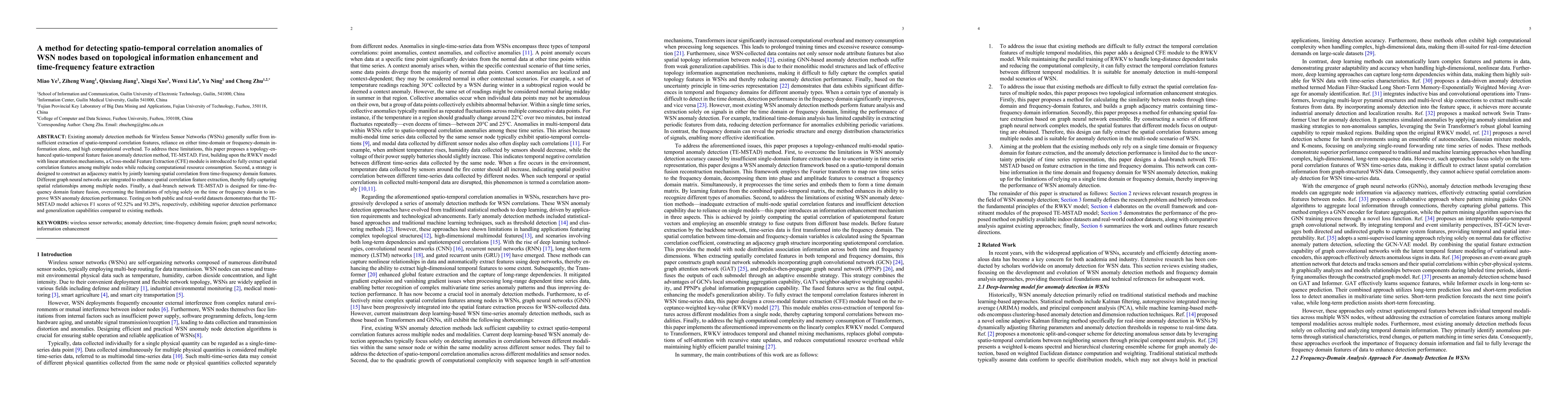 Thumbnail for A Method for Detecting Spatio-temporal Correlation Anomalies of WSN Nodes Based on Topological Information Enhancement and Time-frequency Feature Extraction