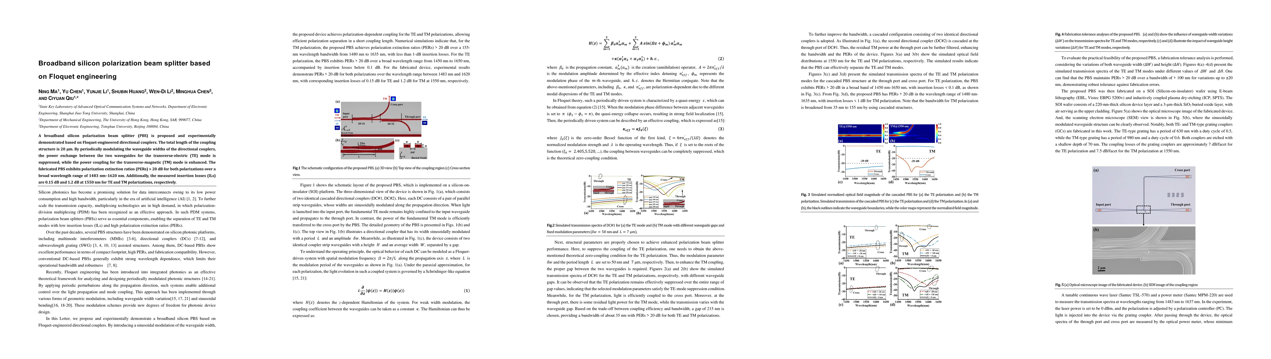 Thumbnail for Broadband silicon polarization beam splitter based on Floquet engineering