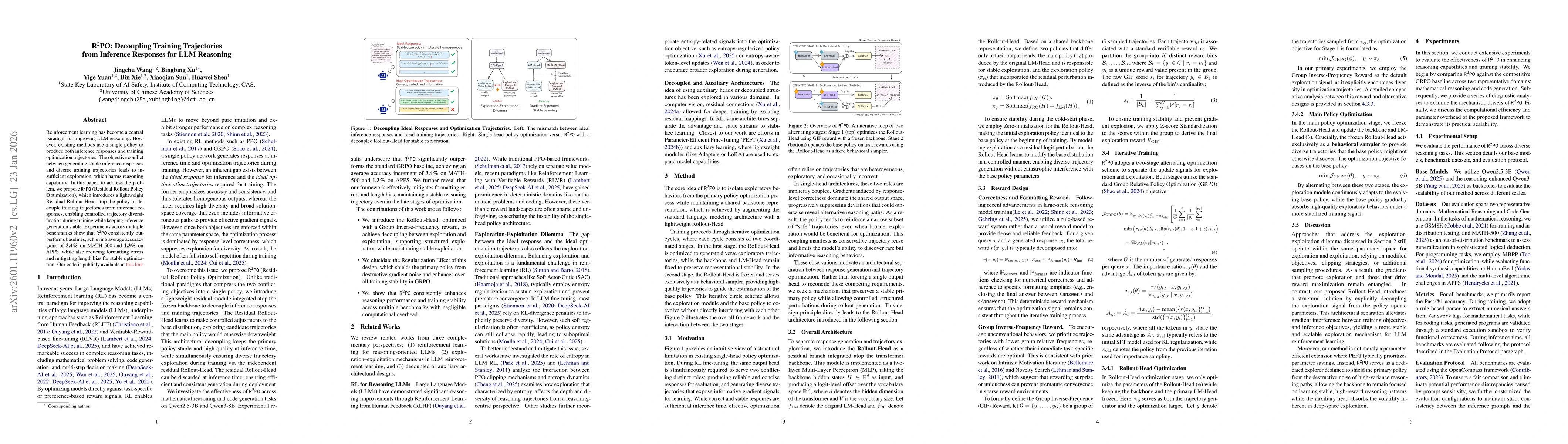 Thumbnail for R$^2$PO: Decoupling Training Trajectories from Inference Responses for LLM Reasoning