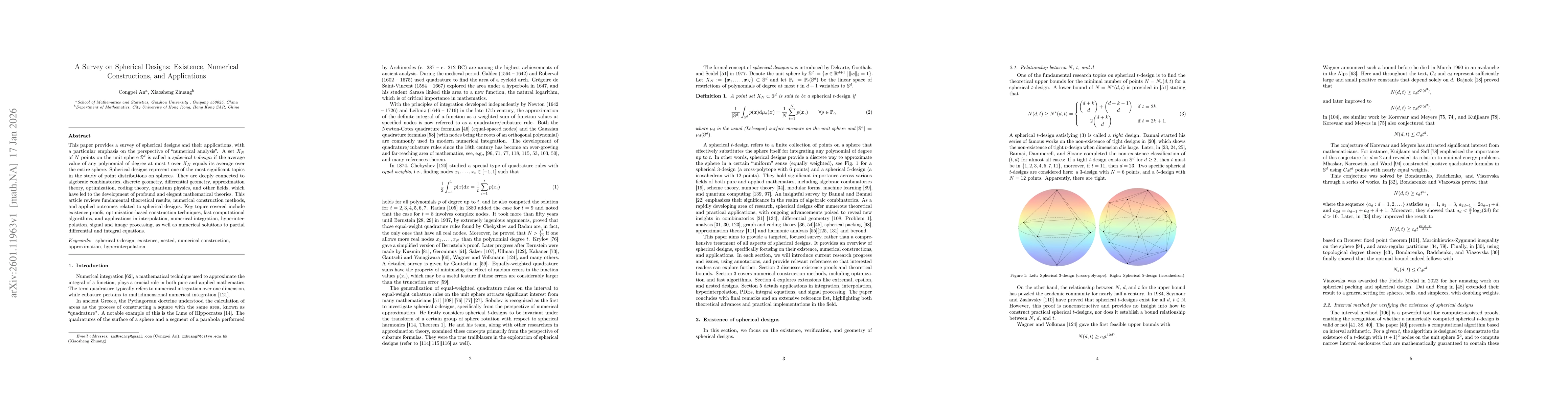 Thumbnail for A Survey on Spherical Designs: Existence, Numerical Constructions, and Applications