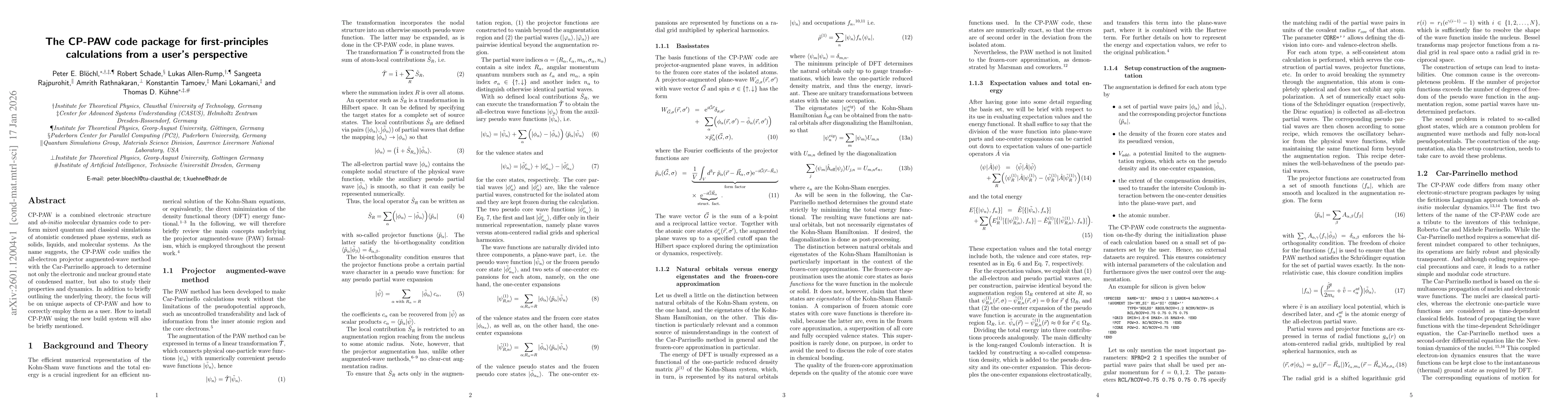 Thumbnail for The CP-PAW code package for first-principles calculations from a user's perspective