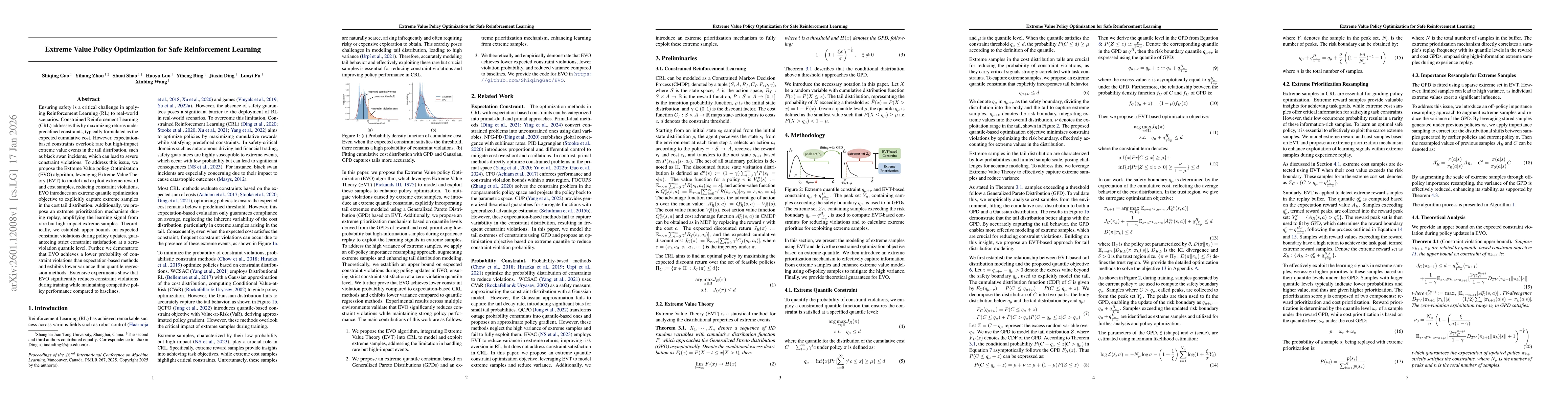 Thumbnail for Extreme Value Policy Optimization for Safe Reinforcement Learning