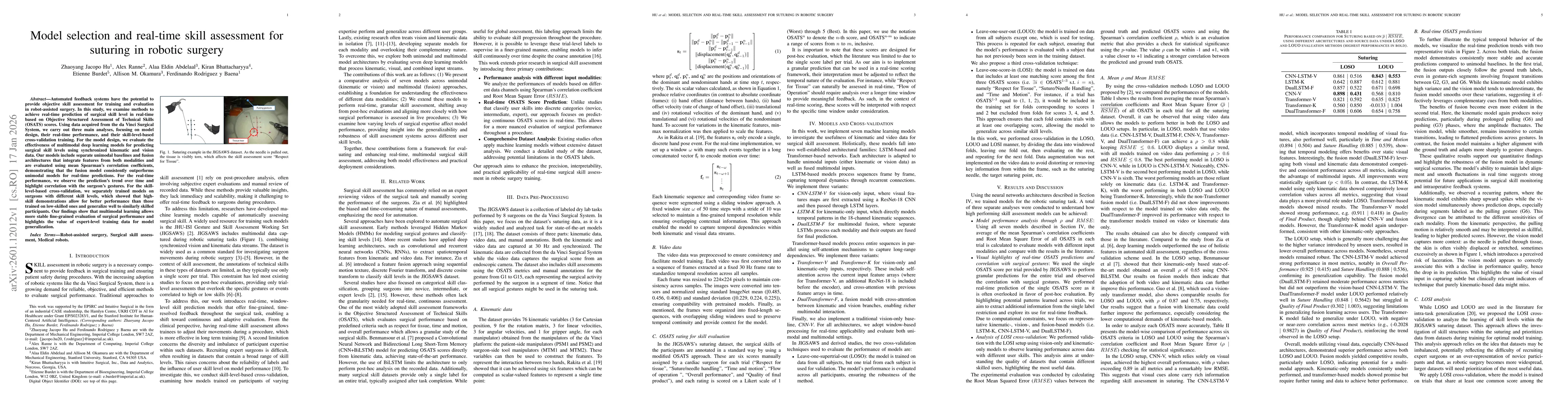 Thumbnail for Model selection and real-time skill assessment for suturing in robotic surgery
