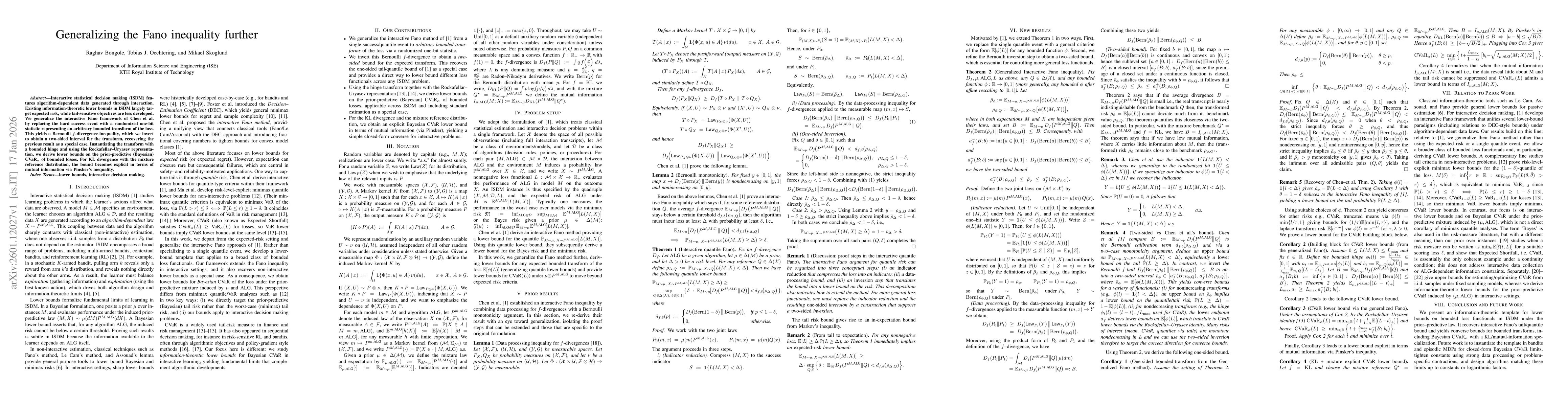 Thumbnail for Generalizing the Fano inequality further