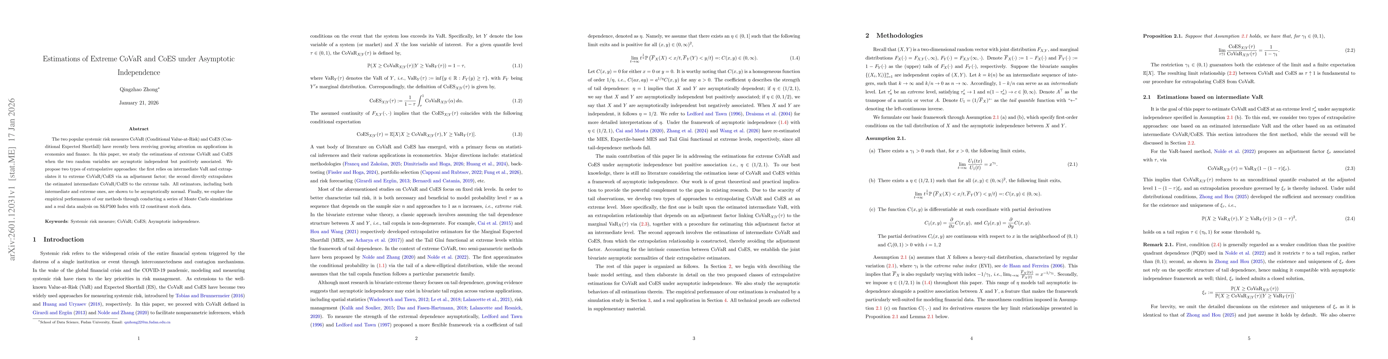 Thumbnail for Estimations of Extreme CoVaR and CoES under Asymptotic Independence