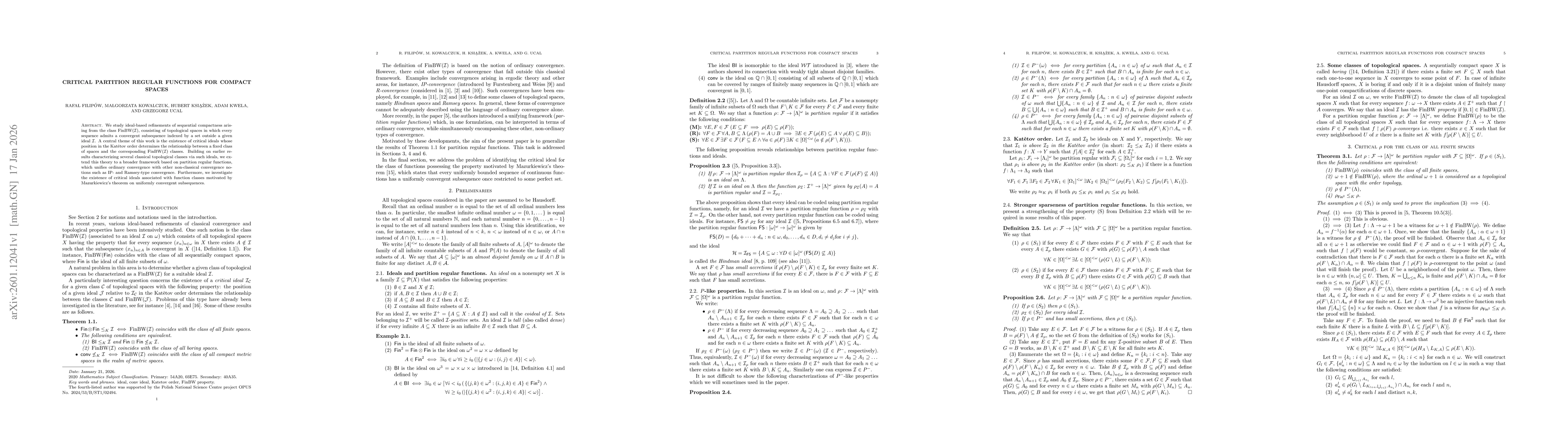 Thumbnail for Critical partition regular functions for compact spaces
