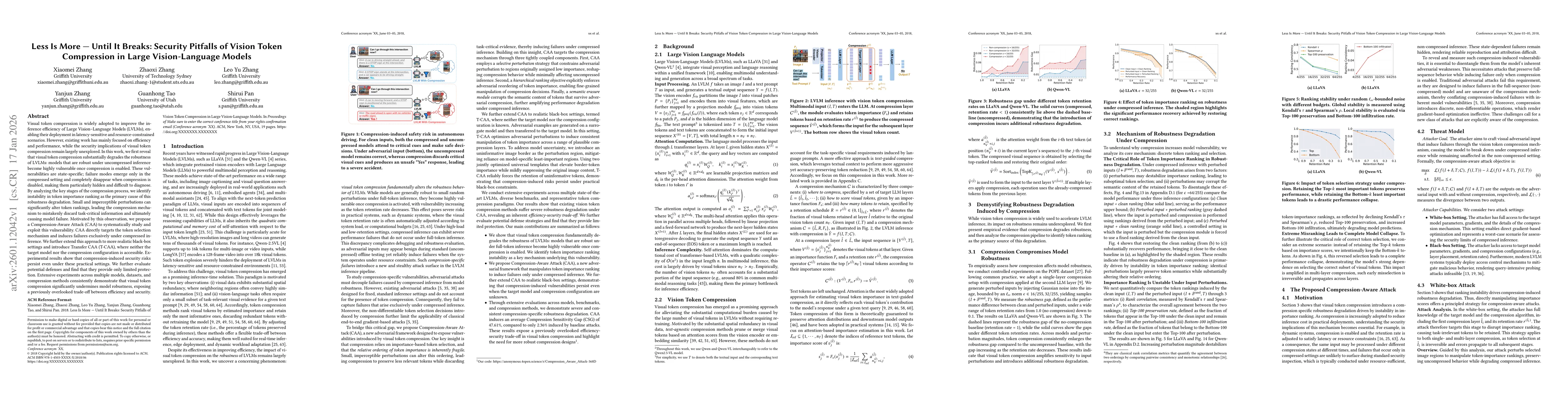 Thumbnail for Less Is More -- Until It Breaks: Security Pitfalls of Vision Token Compression in Large Vision-Language Models