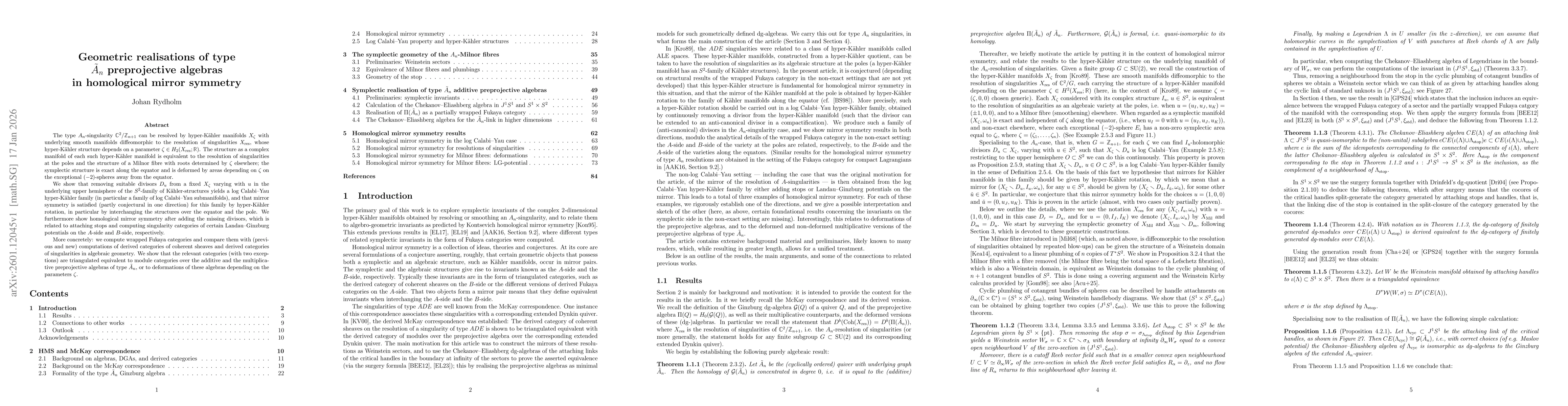 Thumbnail for Geometric realisations of type $\tilde{A}_n$ preprojective algebras in homological mirror symmetry