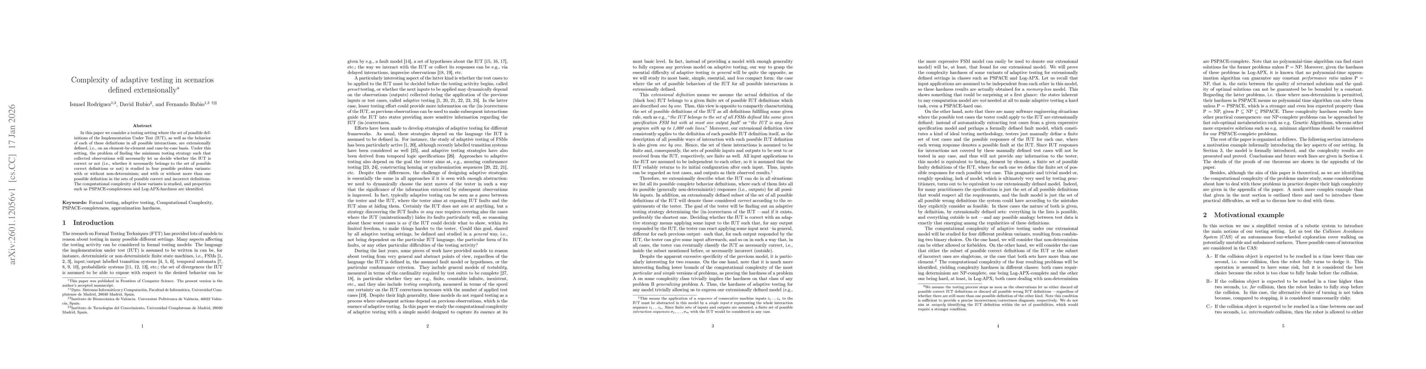 Thumbnail for Complexity of adaptive testing in scenarios defined extensionally