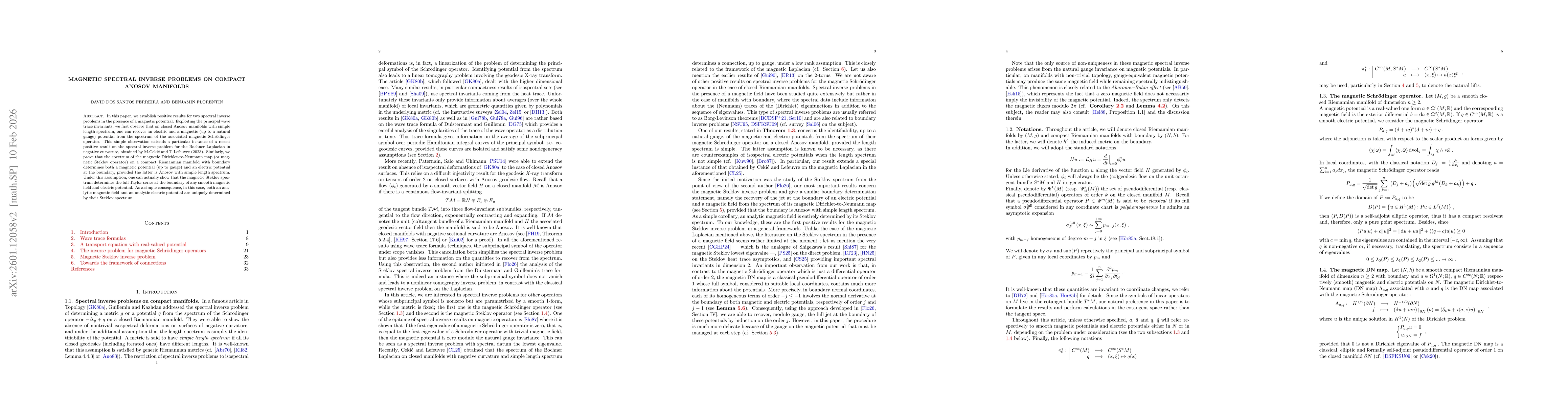 Thumbnail for Magnetic spectral inverse problems on compact Anosov manifolds