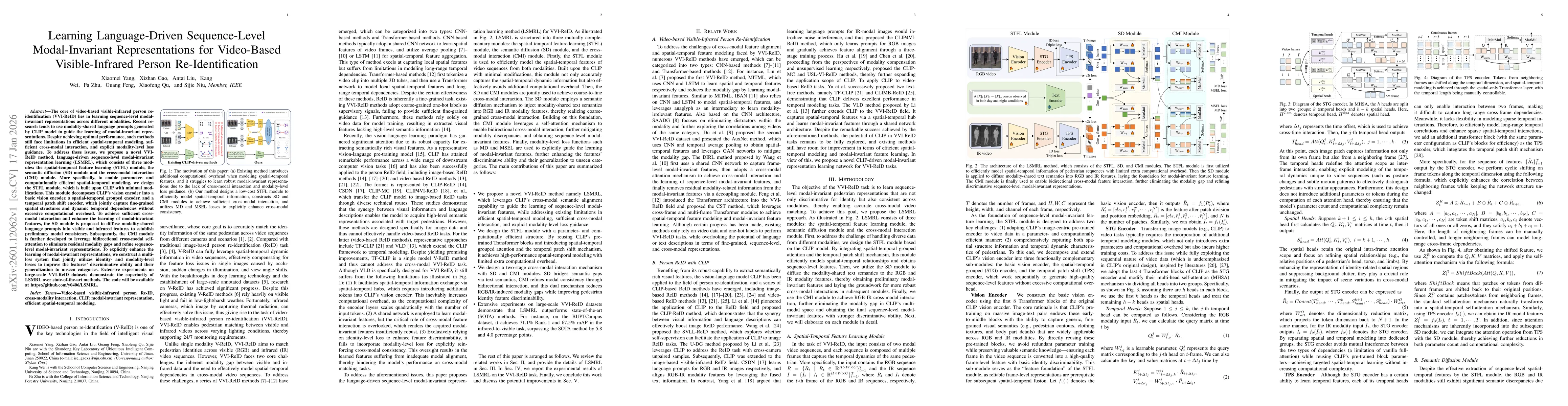 Thumbnail for Learning Language-Driven Sequence-Level Modal-Invariant Representations for Video-Based Visible-Infrared Person Re-Identification