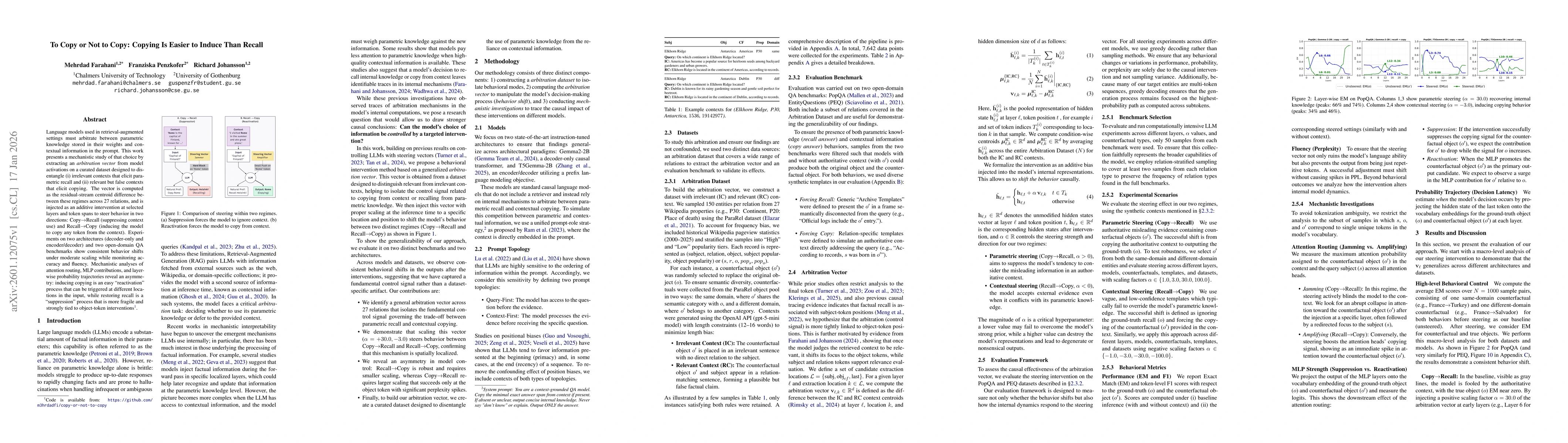 Thumbnail for To Copy or Not to Copy: Copying Is Easier to Induce Than Recall