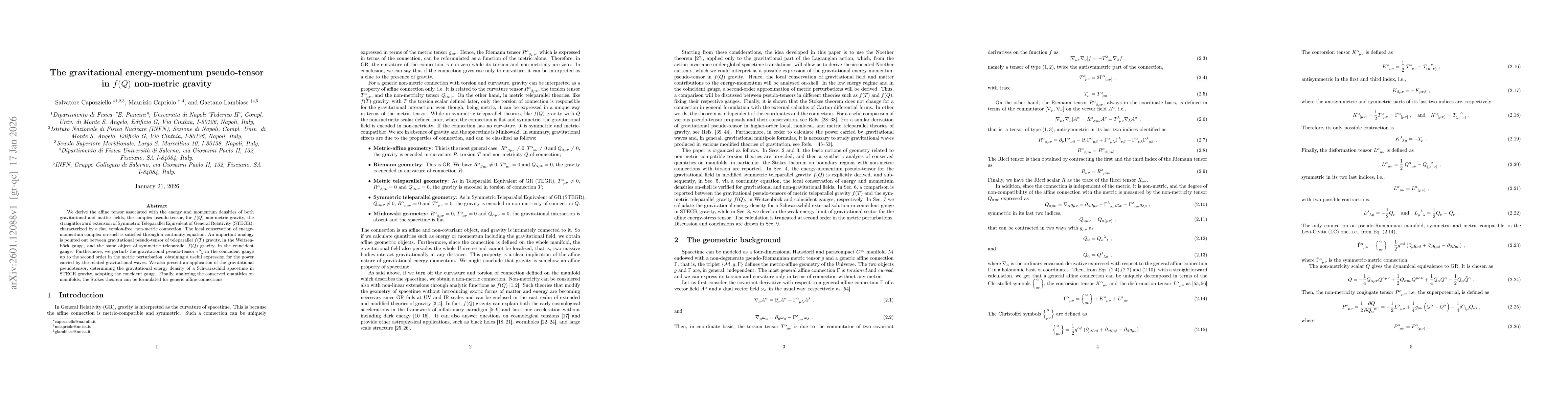 Thumbnail for The gravitational energy-momentum pseudo-tensor in $f(Q)$ non-metric gravity