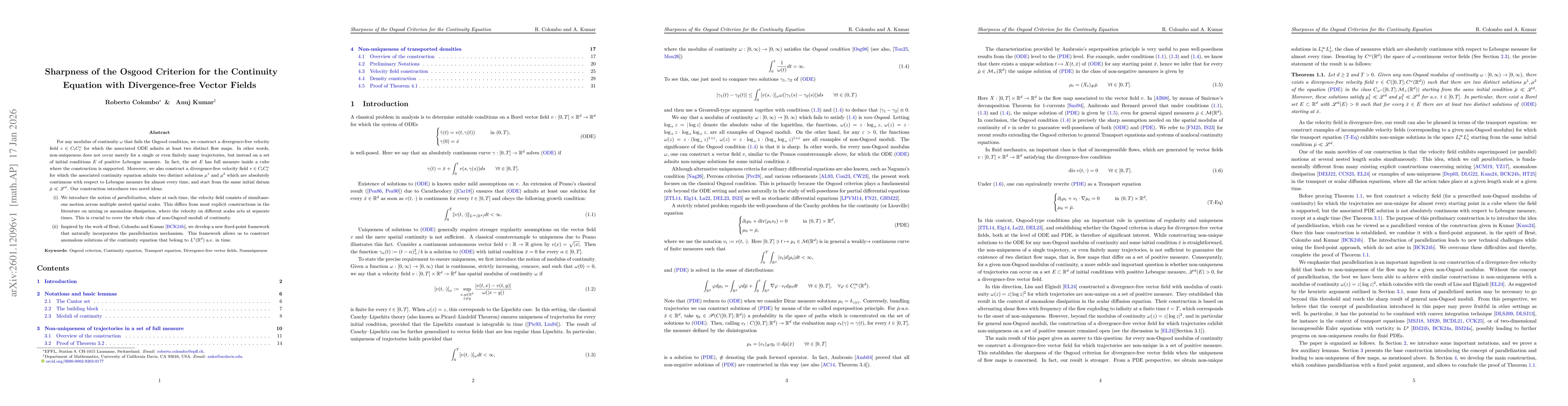 Thumbnail for Sharpness of the Osgood Criterion for the Continuity Equation with Divergence-free Vector Fields