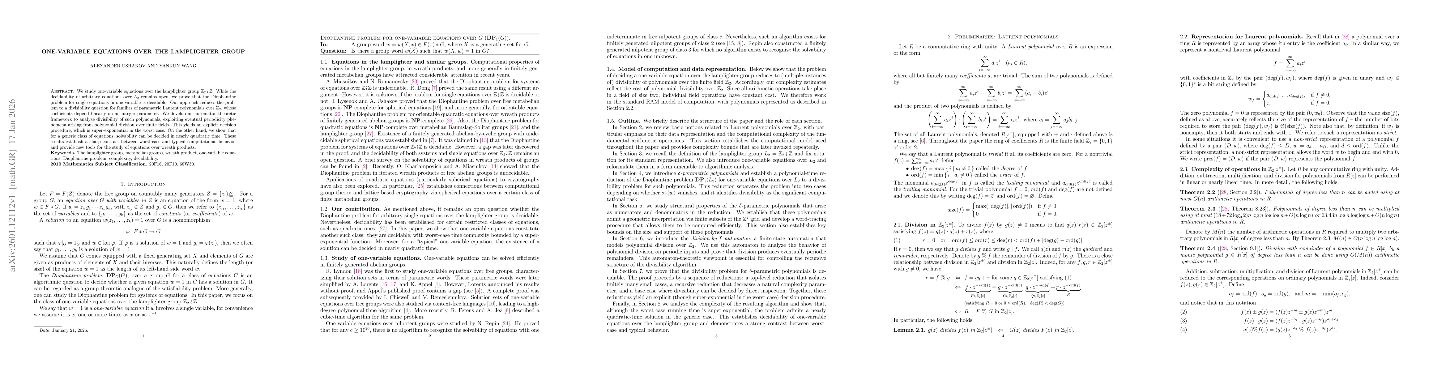 Thumbnail for One-variable equations over the lamplighter group