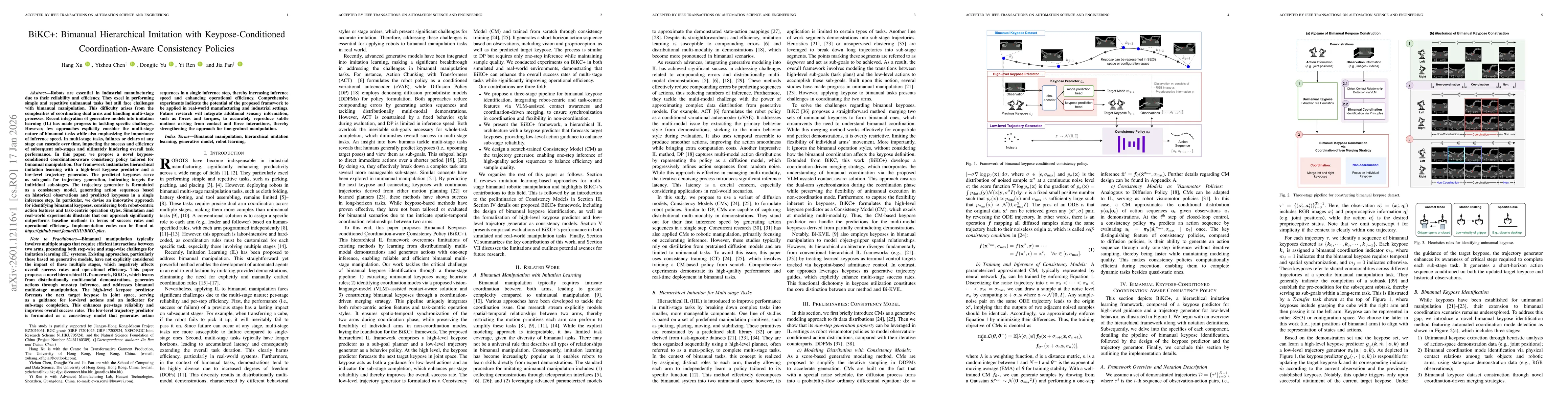 Thumbnail for BiKC+: Bimanual Hierarchical Imitation with Keypose-Conditioned Coordination-Aware Consistency Policies