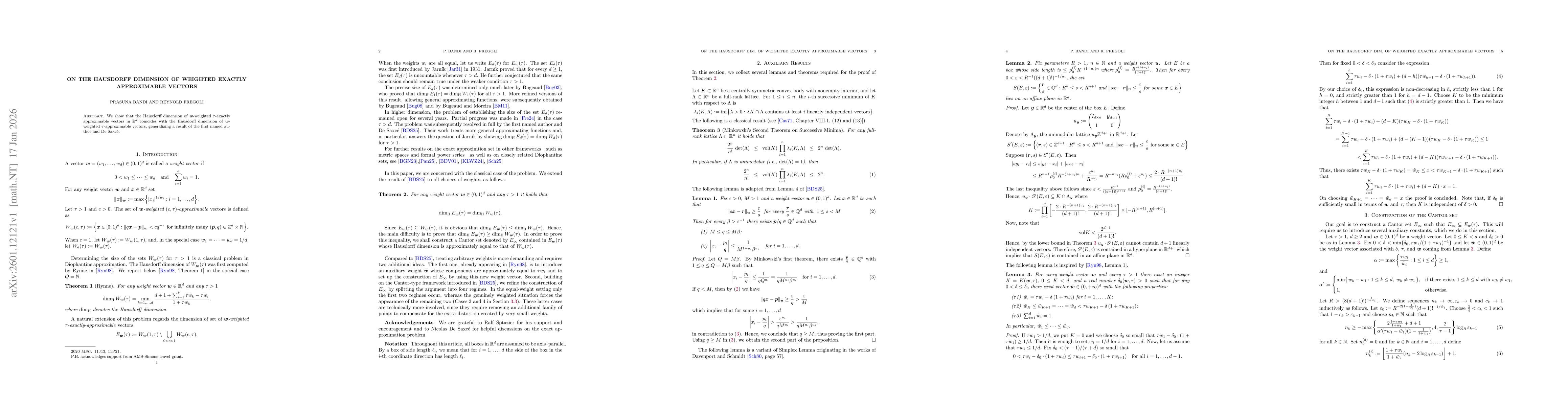 Thumbnail for On the Hausdorff Dimension of weighted exactly Approximable Vectors