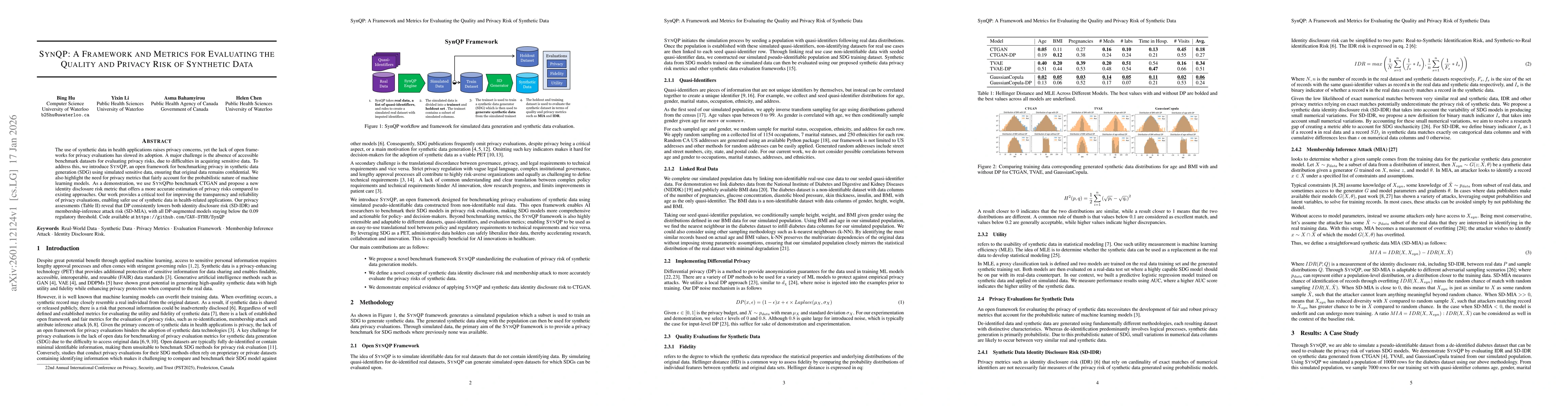 Thumbnail for SynQP: A Framework and Metrics for Evaluating the Quality and Privacy Risk of Synthetic Data