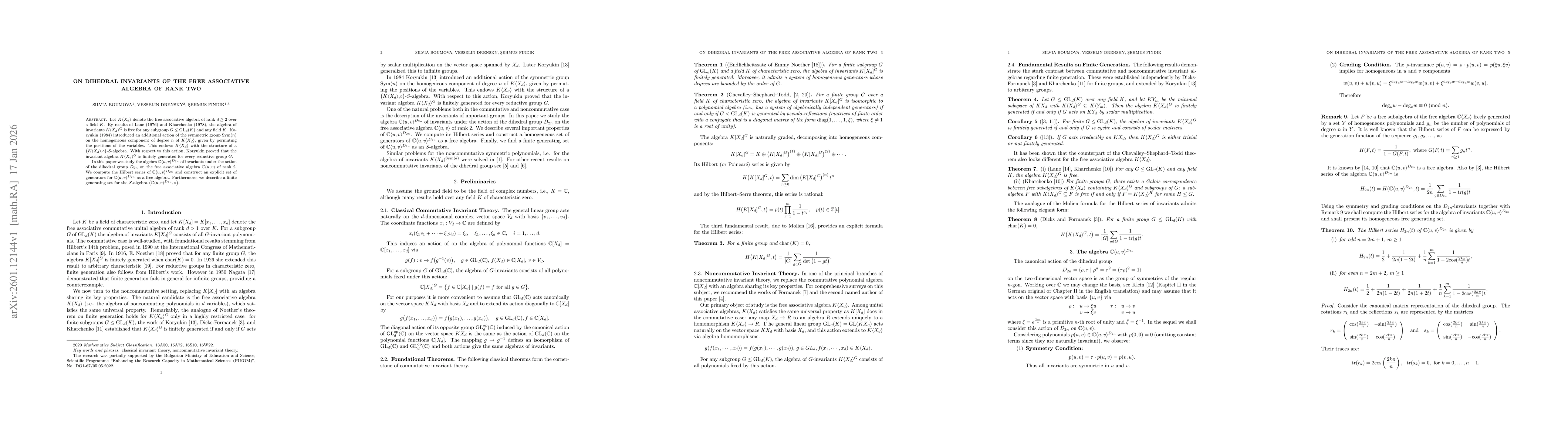Thumbnail for On dihedral invariants of the free associative algebra of rank two