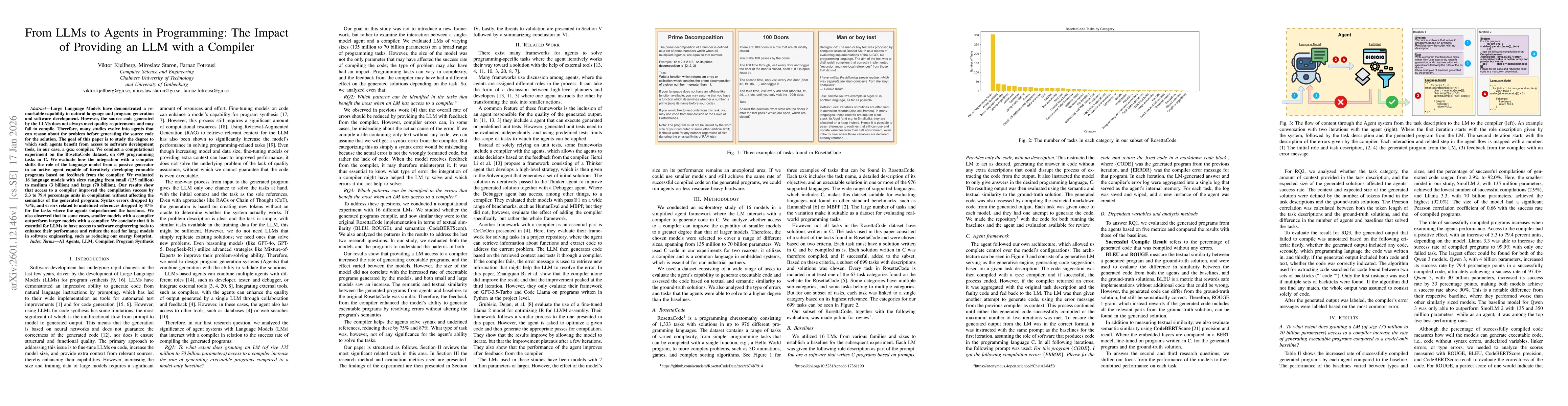 Thumbnail for From LLMs to Agents in Programming: The Impact of Providing an LLM with a Compiler