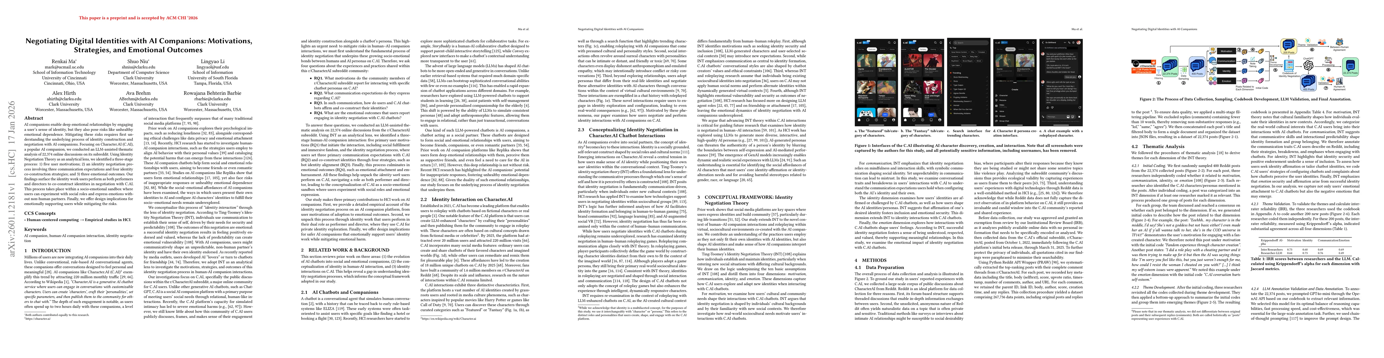 Thumbnail for Negotiating Digital Identities with AI Companions: Motivations, Strategies, and Emotional Outcomes