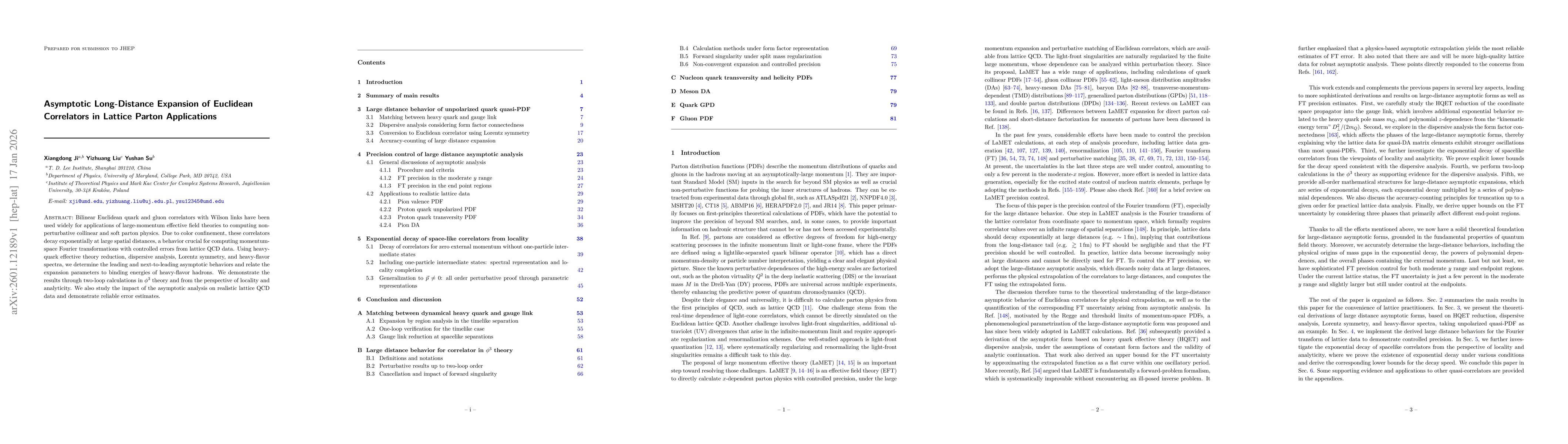 Thumbnail for Asymptotic Long-Distance Expansion of Euclidean Correlators in Lattice Parton Applications