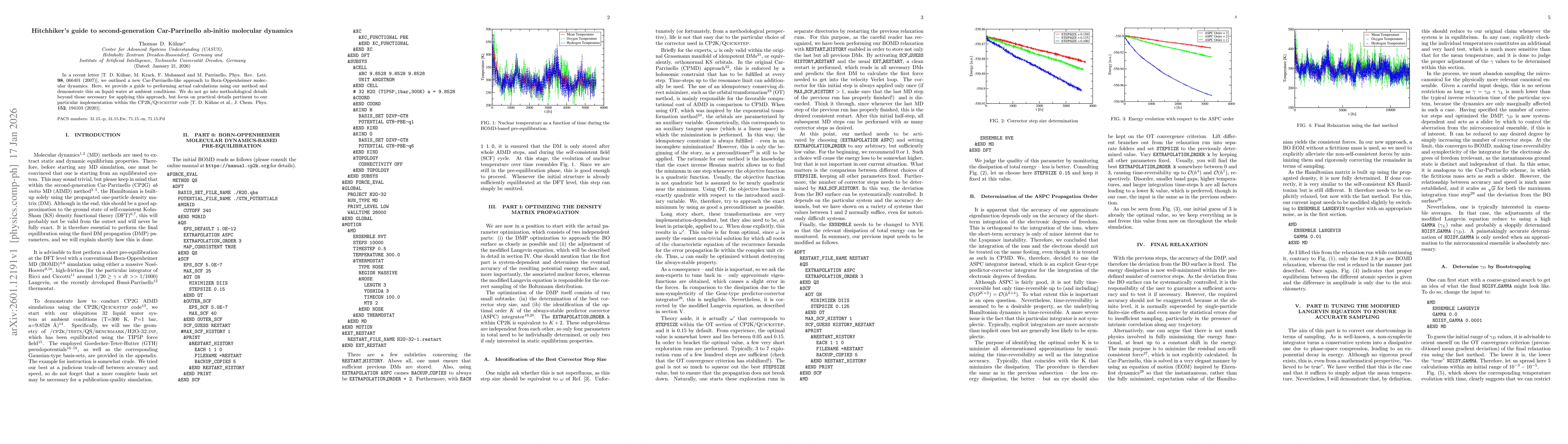 Thumbnail for Hitchhiker's guide to second-generation Car-Parrinello ab-initio molecular dynamics