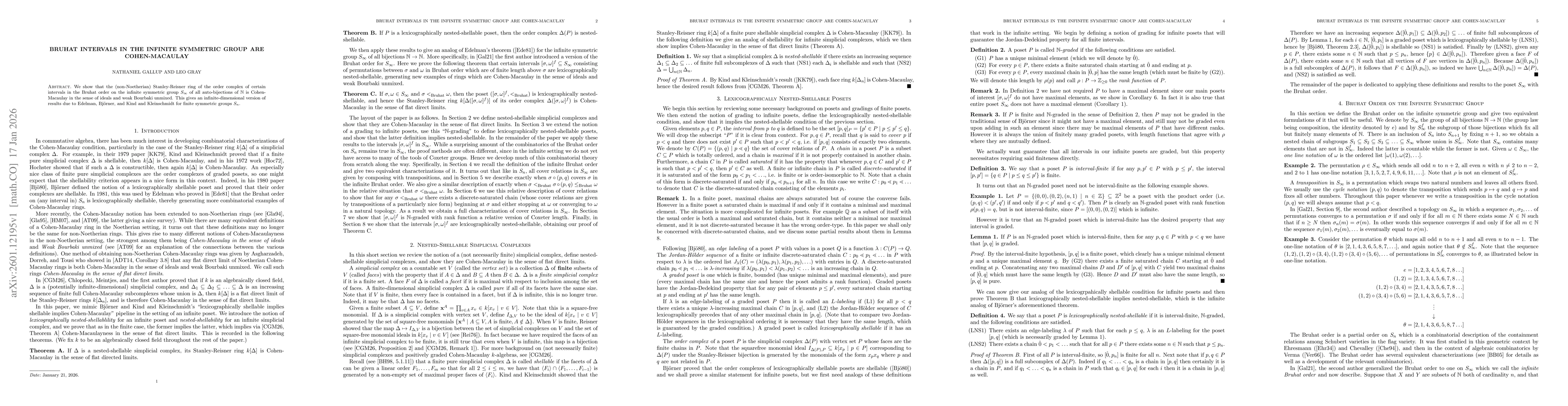 Thumbnail for Bruhat Intervals in the Infinite Symmetric Group are Cohen-Macaulay