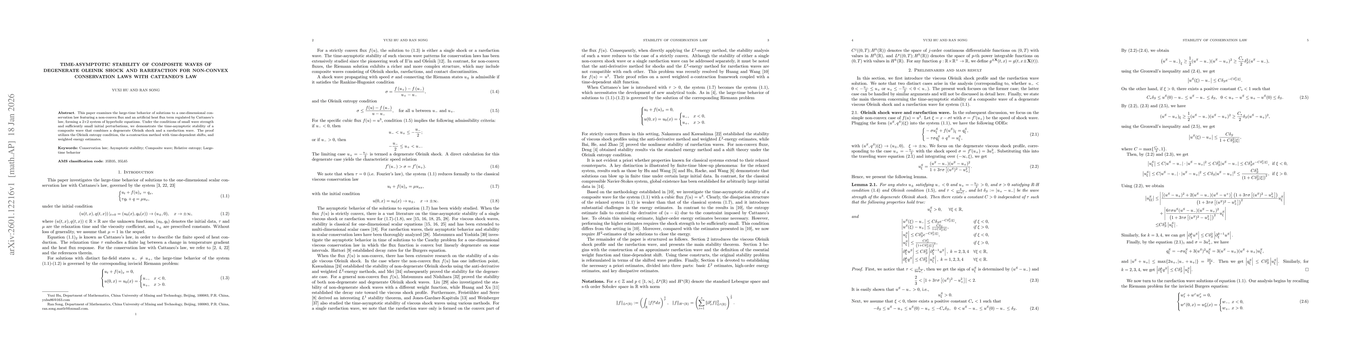 Thumbnail for Time-asymptotic stability of composite waves of degenerate Oleinik shock and rarefaction for non-convex conservation laws with Cattaneo's law