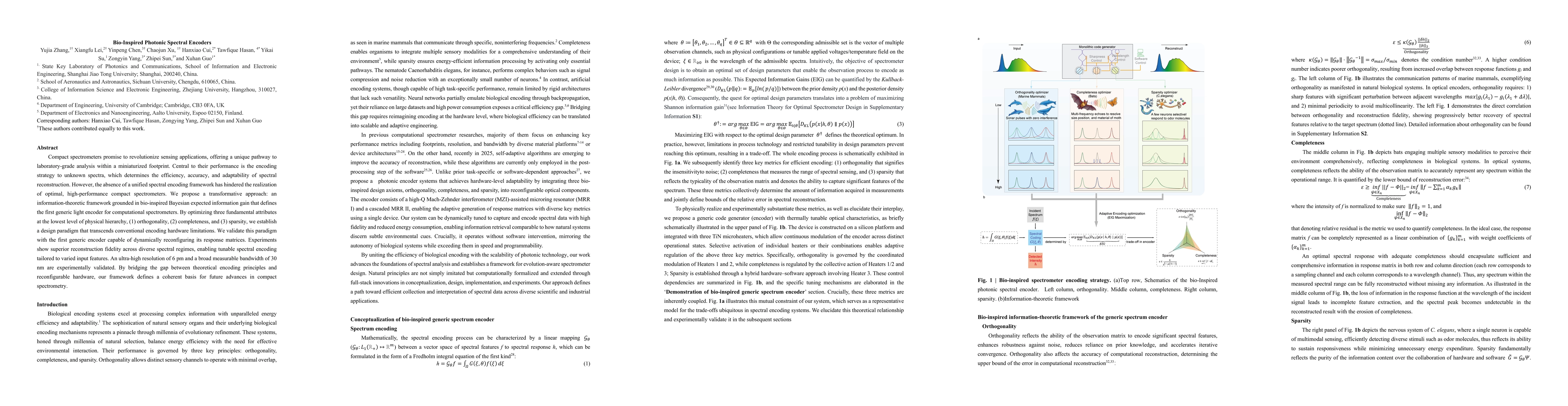 Thumbnail for Bio-Inspired Photonic Spectral Encoders