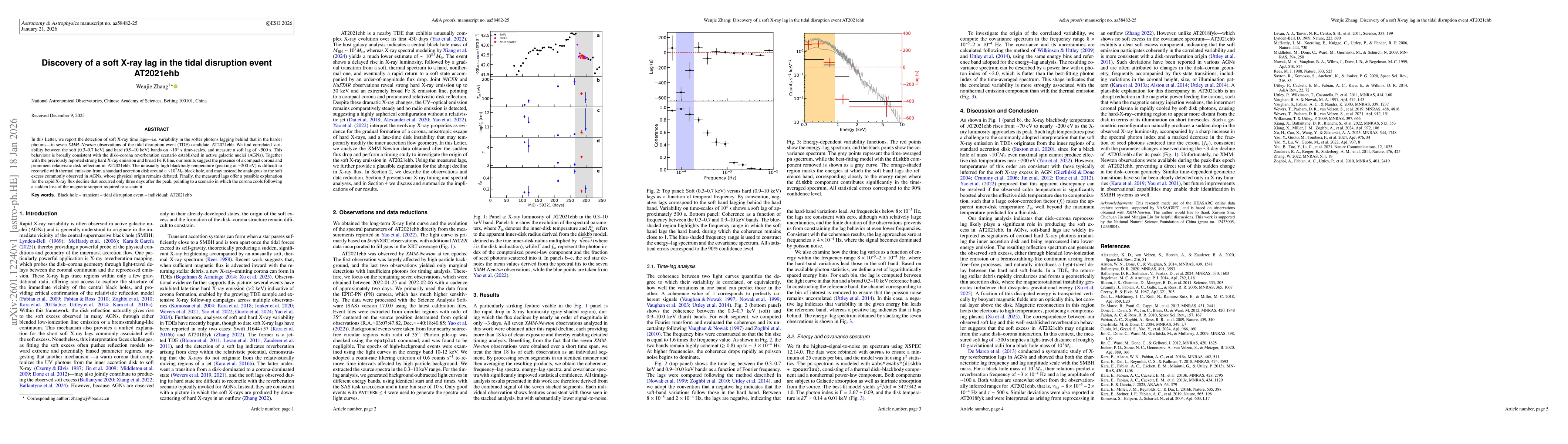 Thumbnail for Discovery of a soft X-ray lag in the tidal disruption event AT2021ehb