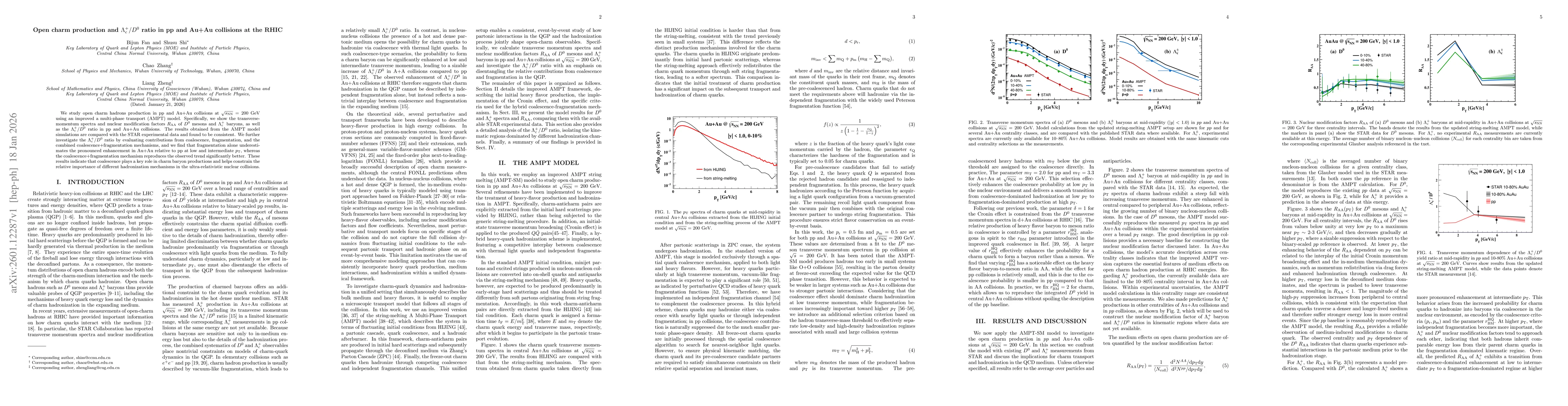 Thumbnail for Open charm production and $Λ_{c}^{+}/D^{0}$ ratio in pp and Au+Au collisions at the RHIC