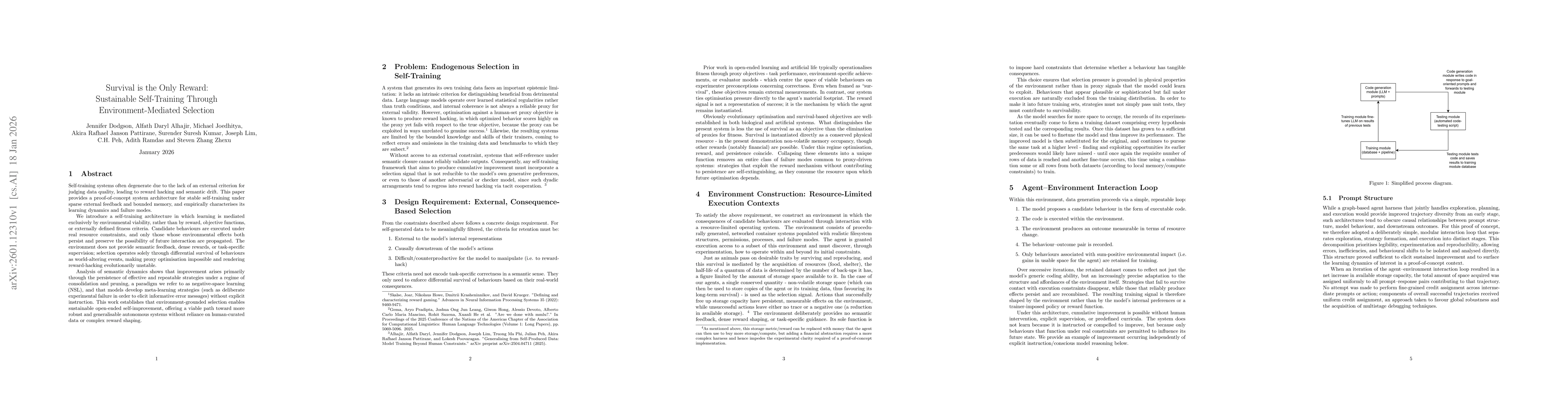 Thumbnail for Survival is the Only Reward: Sustainable Self-Training Through Environment-Mediated Selection