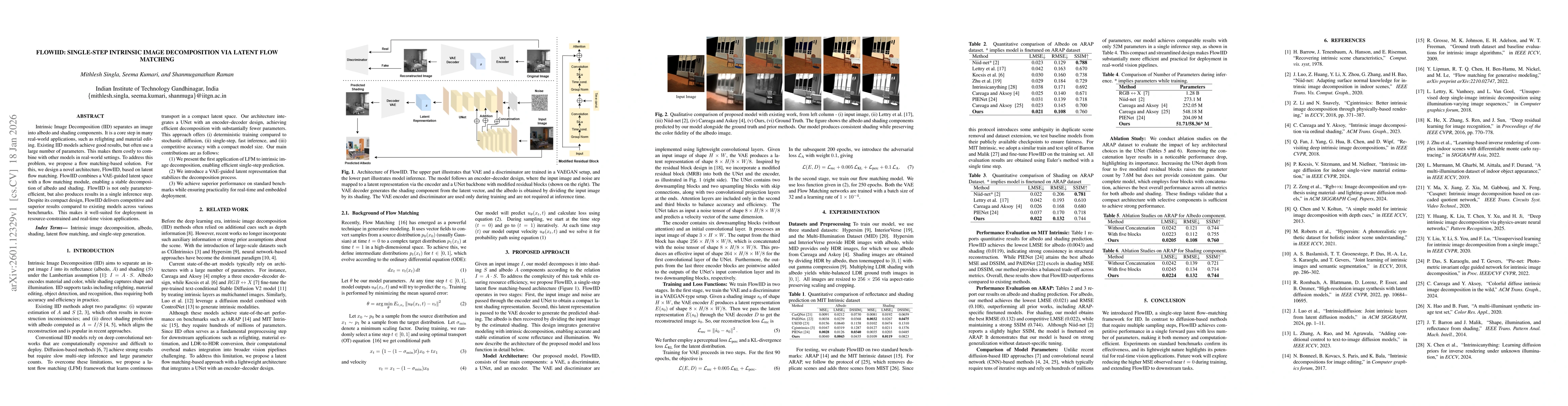Thumbnail for FlowIID: Single-Step Intrinsic Image Decomposition via Latent Flow Matching