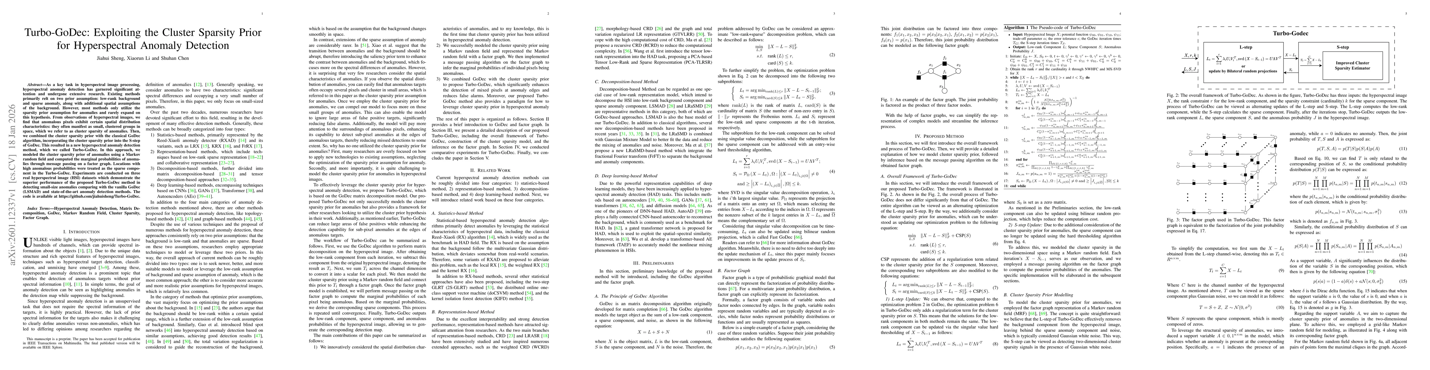 Thumbnail for Turbo-GoDec: Exploiting the Cluster Sparsity Prior for Hyperspectral Anomaly Detection