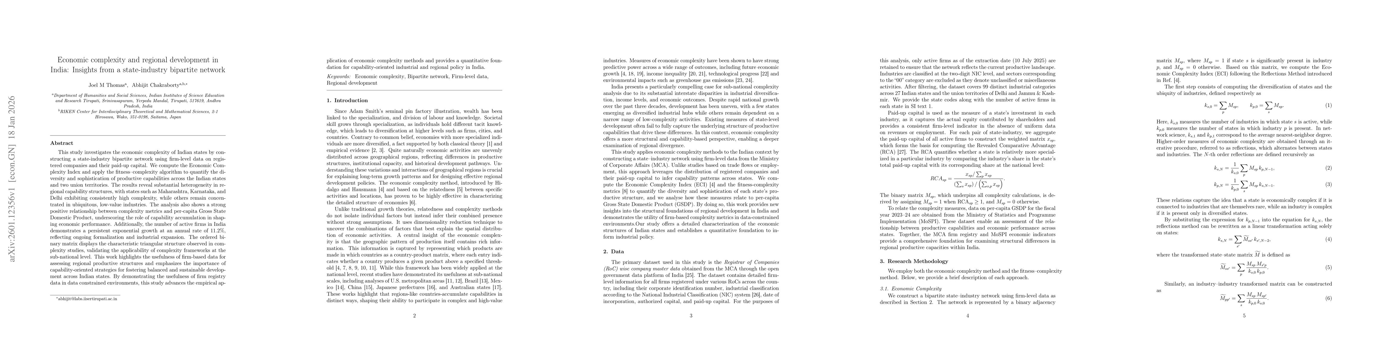 Thumbnail for Economic complexity and regional development in India: Insights from a state-industry bipartite network