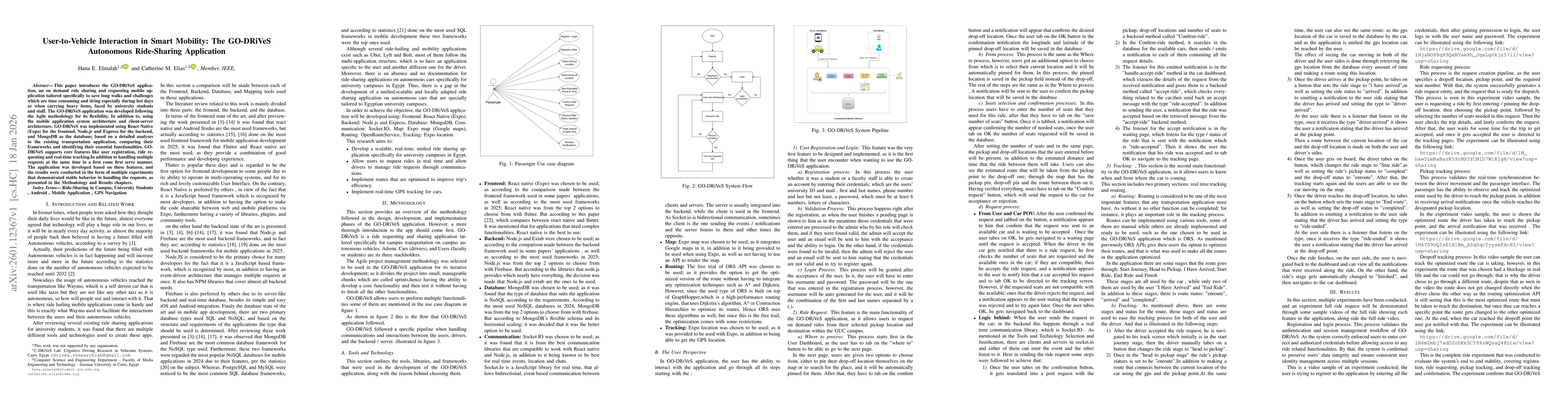 Thumbnail for User-to-Vehicle Interaction in Smart Mobility: The GO-DRiVeS Autonomous Ride-Sharing Application